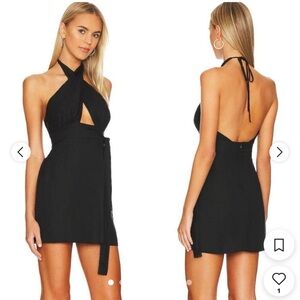 NWOT Shona Joy Crossover Linen Mini Dress - Black - Size US 2